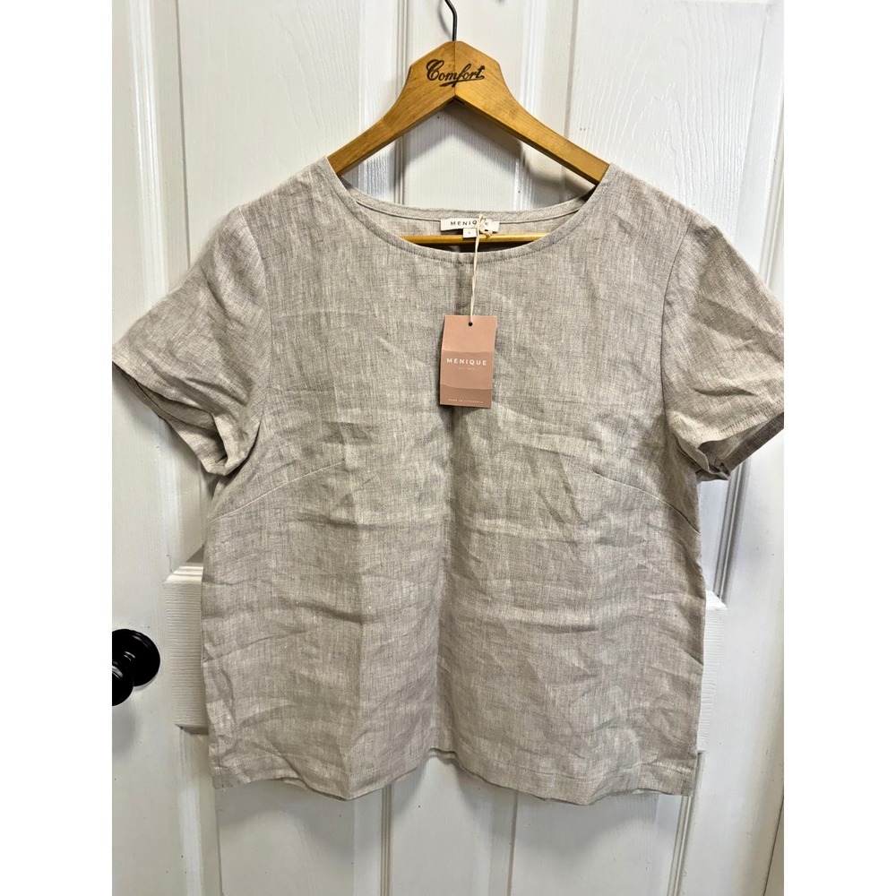 Menique Linen Top Emma Natural Large Beach Vacation Lightweight Lagenlook NWT